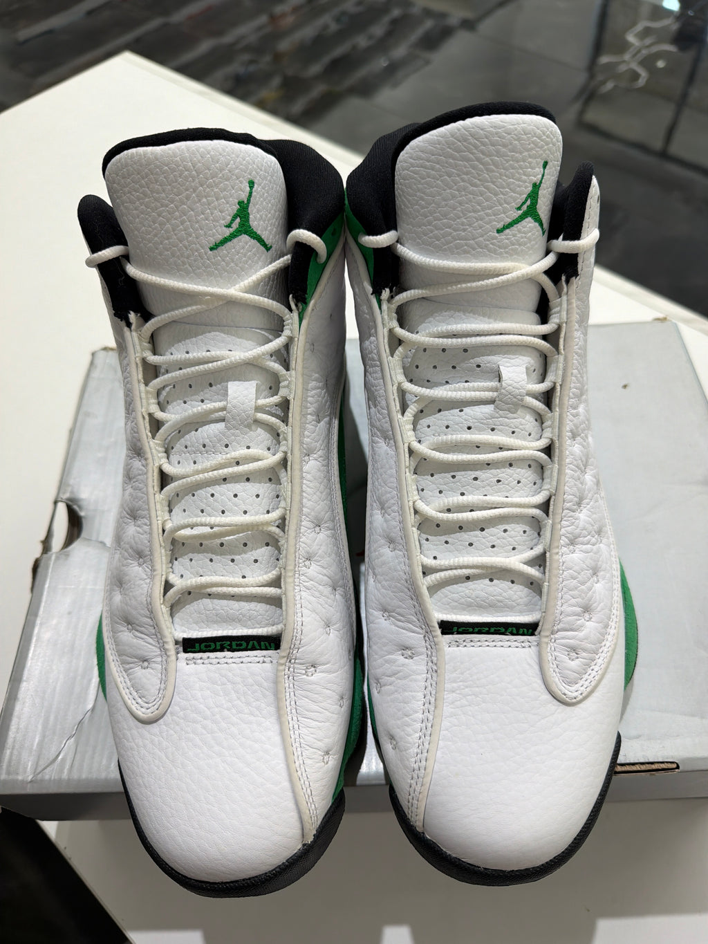 Jordan 13 white lucky green