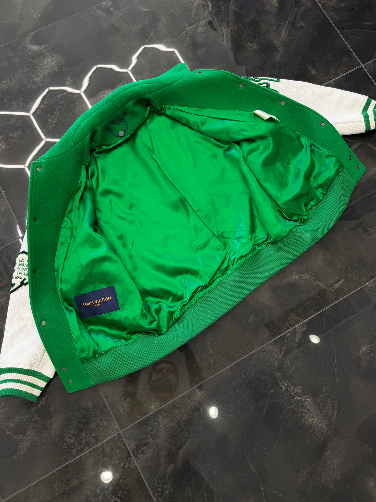 Louis Vuitton Varsity Leather Jacket Green