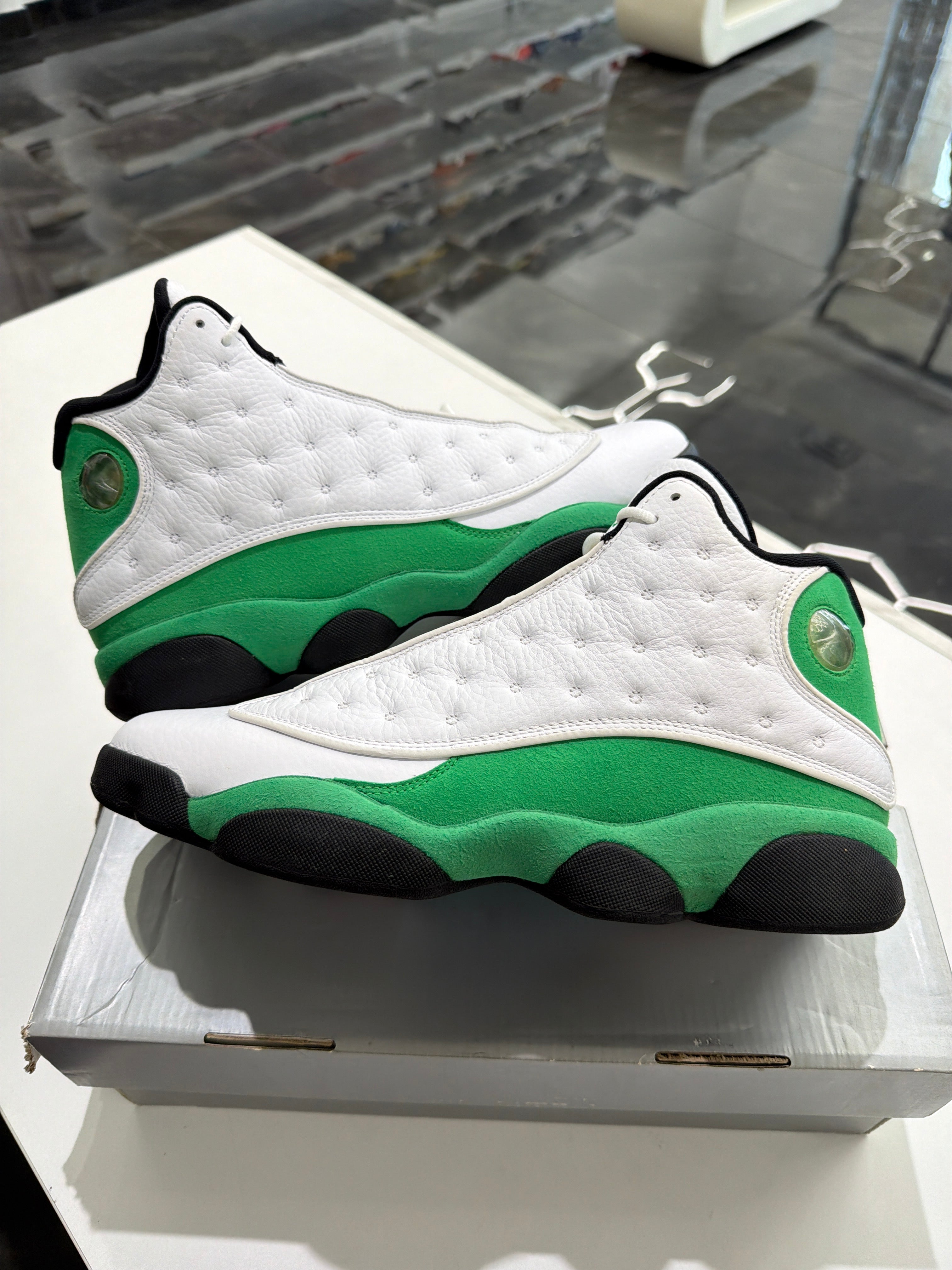 Jordan 13 white lucky green