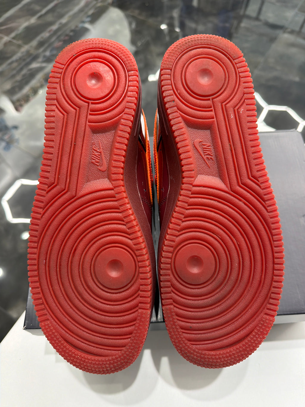 Nike Air Force 1 Low patent Leather Dark Team Red Safety Orange