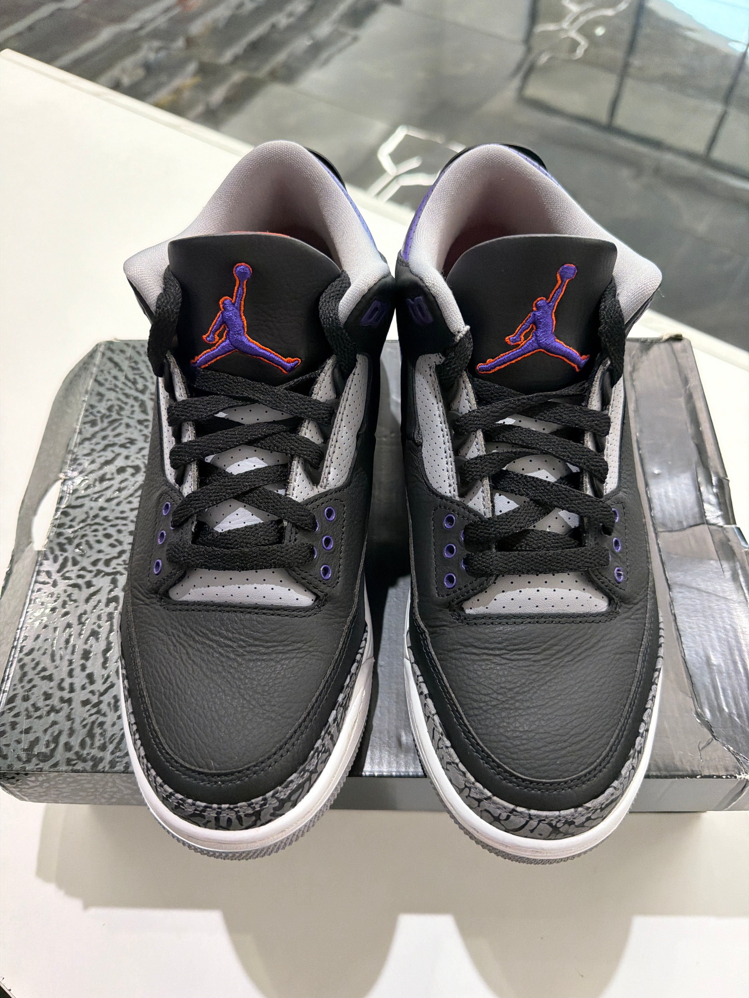 Jordan 3 black court purple