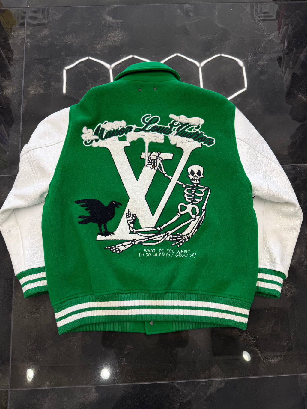 Louis Vuitton Varsity Leather Jacket Green
