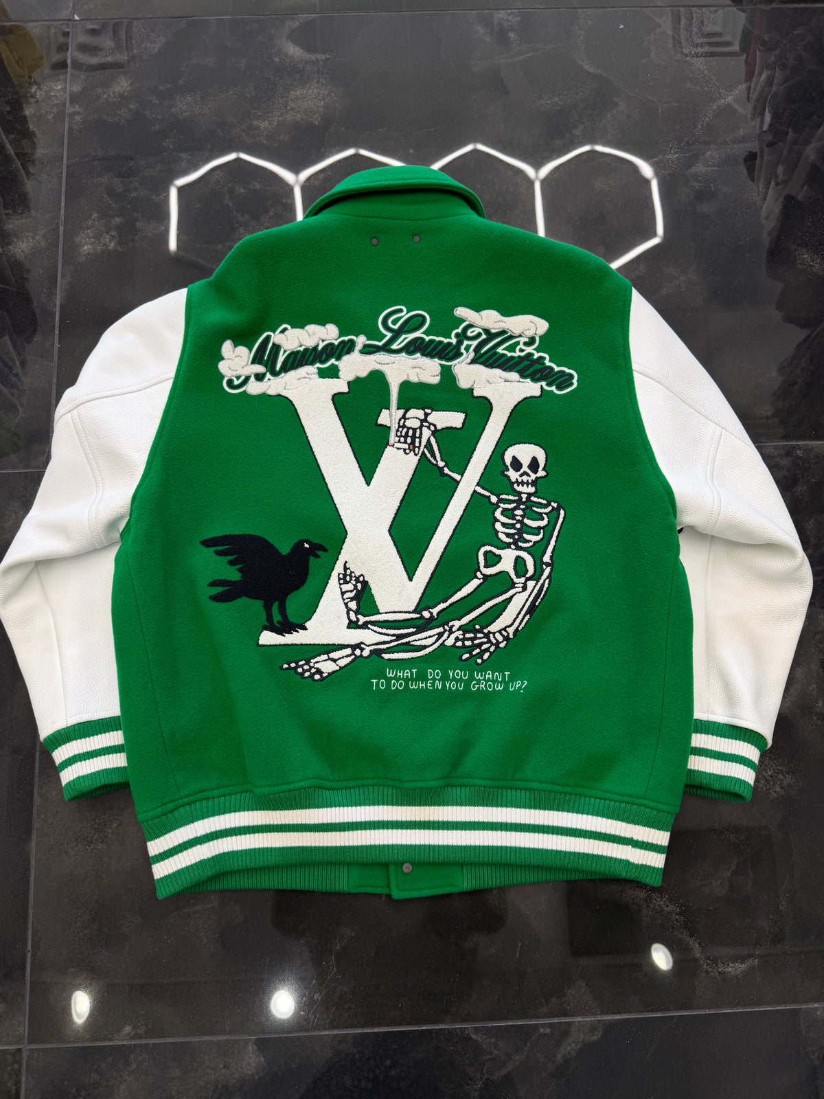 Louis Vuitton Varsity Leather Jacket Green