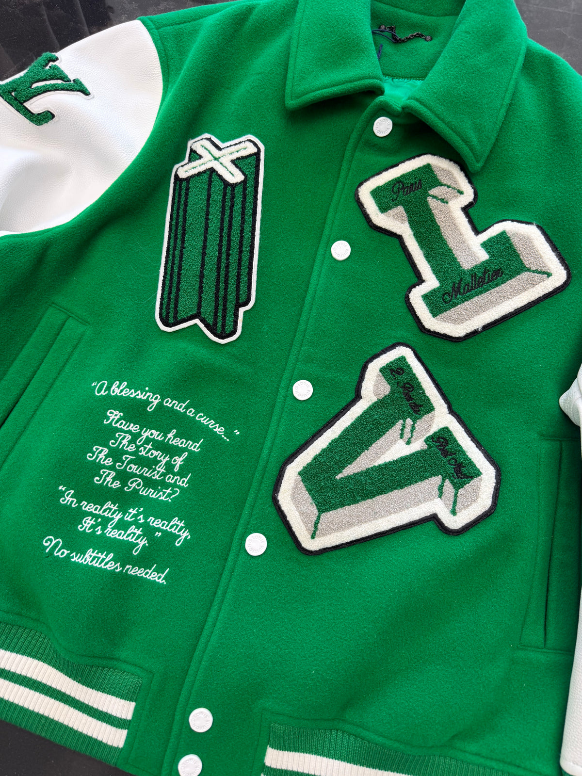 Louis Vuitton Varsity Leather Jacket Green