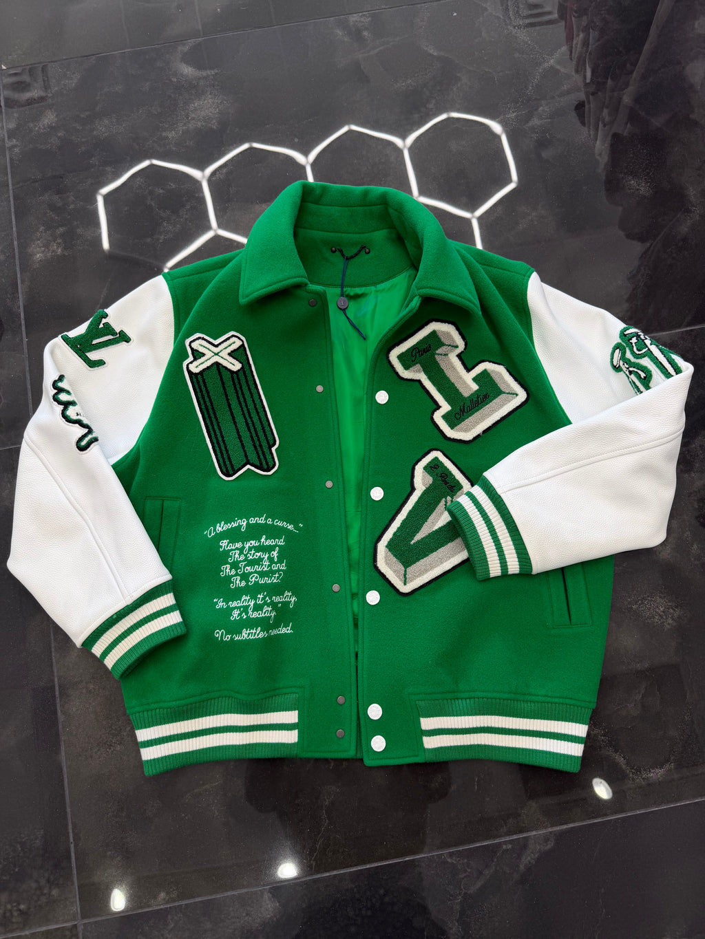 Louis Vuitton Varsity Leather Jacket Green