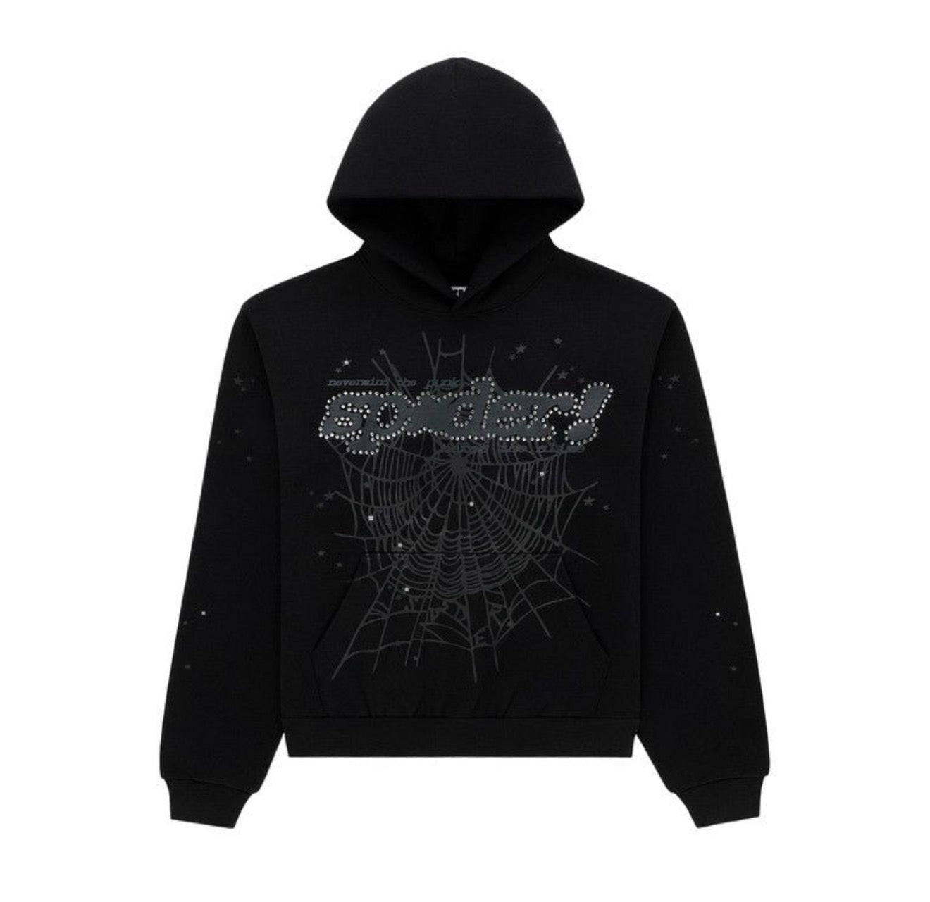 Sp5der Rhinestone Punk V2 Hoodie Black