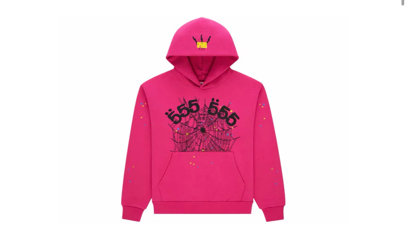 Sp5der Angel Number Hoodie Pink