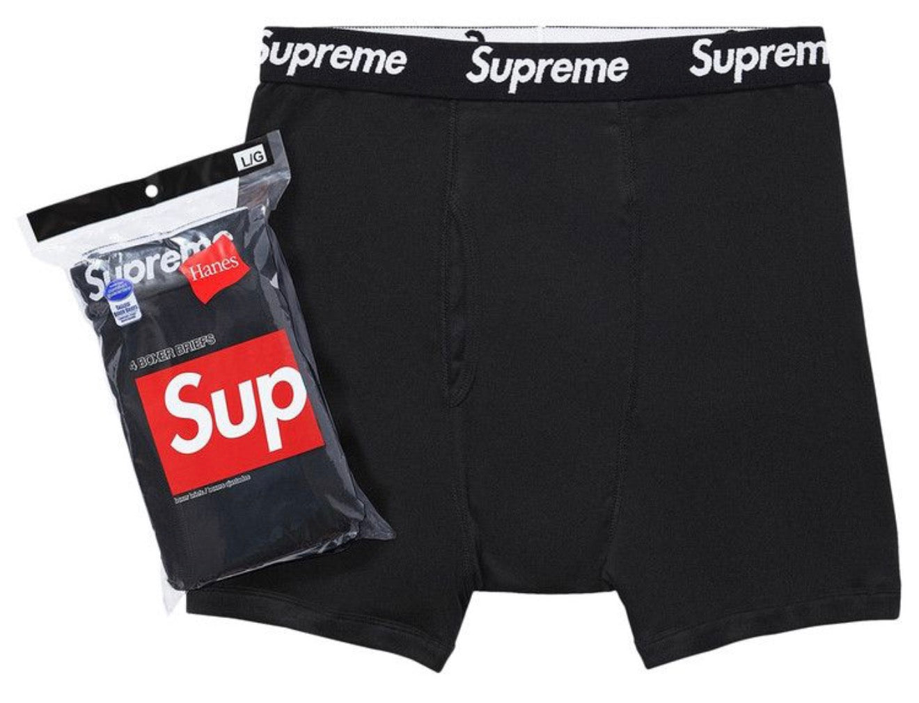 Supreme x Hanes Boxer Briefs (4 Pack) Black