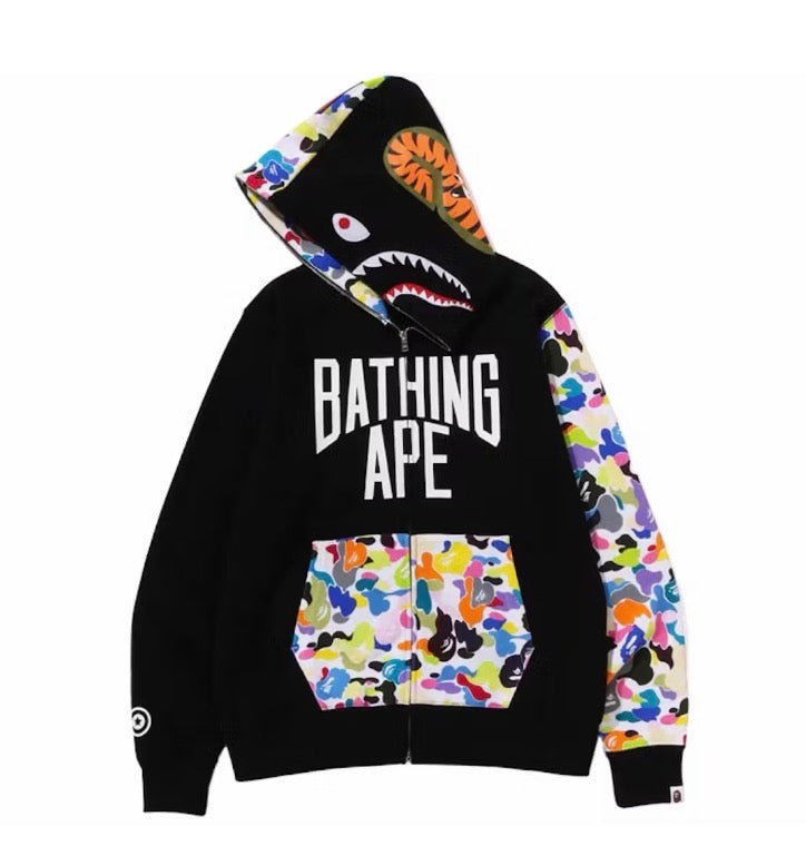 BAPE Multi Camo NYC Logo Shark Full Zip Hoodie