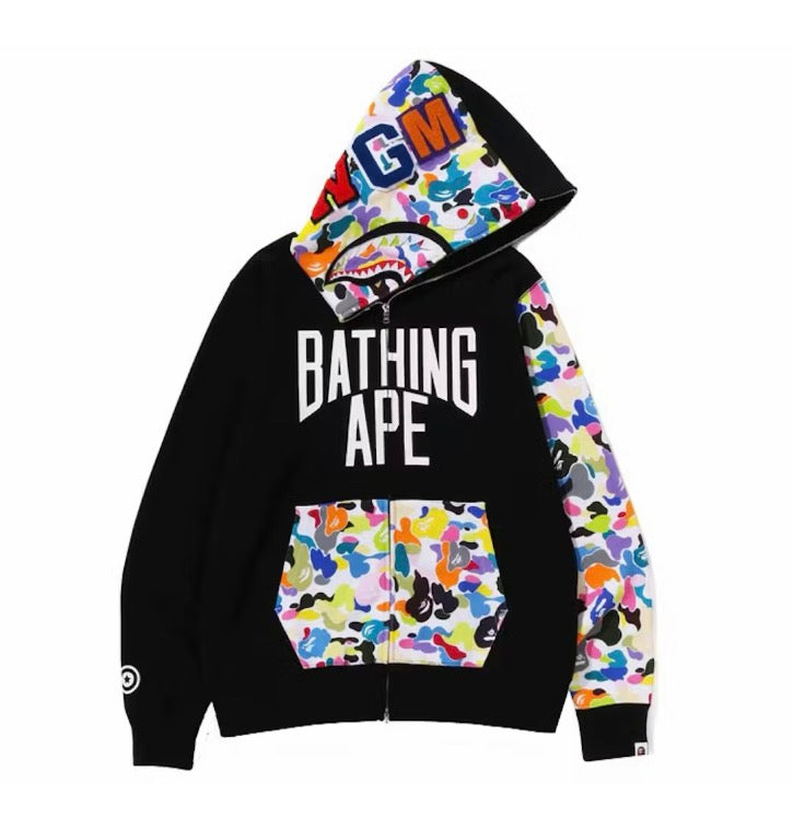 BAPE Multi Camo NYC Logo Shark Full Zip Hoodie