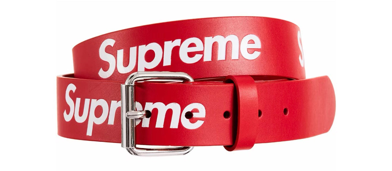Supreme Repeat Leather Belt Red