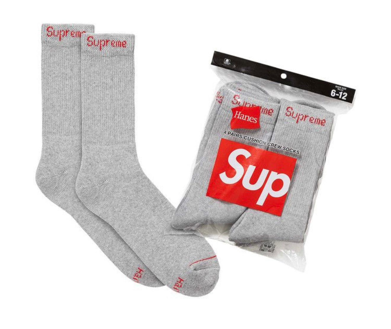 Supreme x Hanes Crew Socks (4 Pack) ‘Heather Grey’