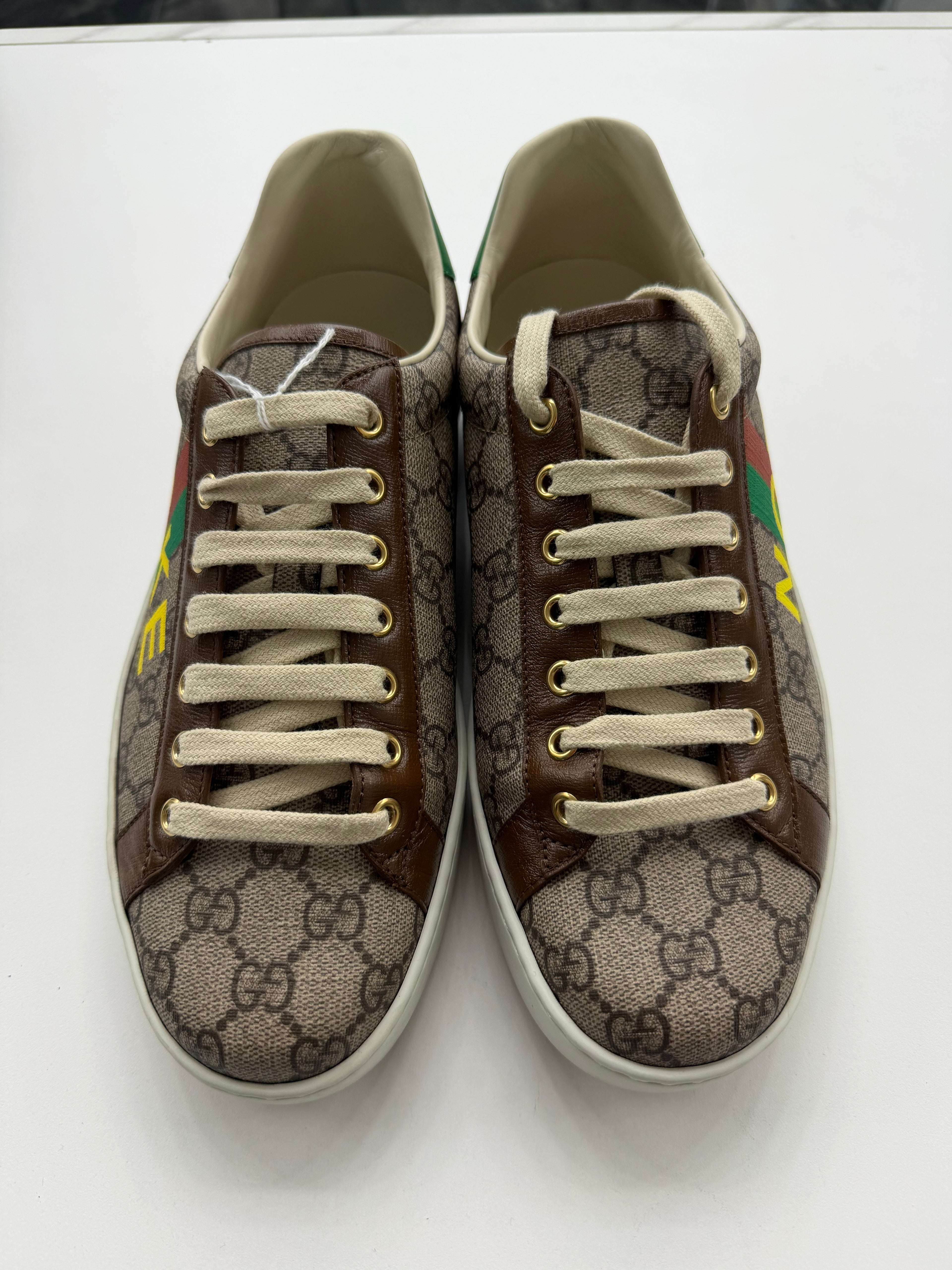 Gucci Ace 'Fake/Not' print GG monogram coated-canvas (NO BOX)