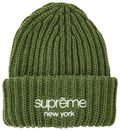 Supreme Classic Logo Chunky Ribbed Beanie Olive