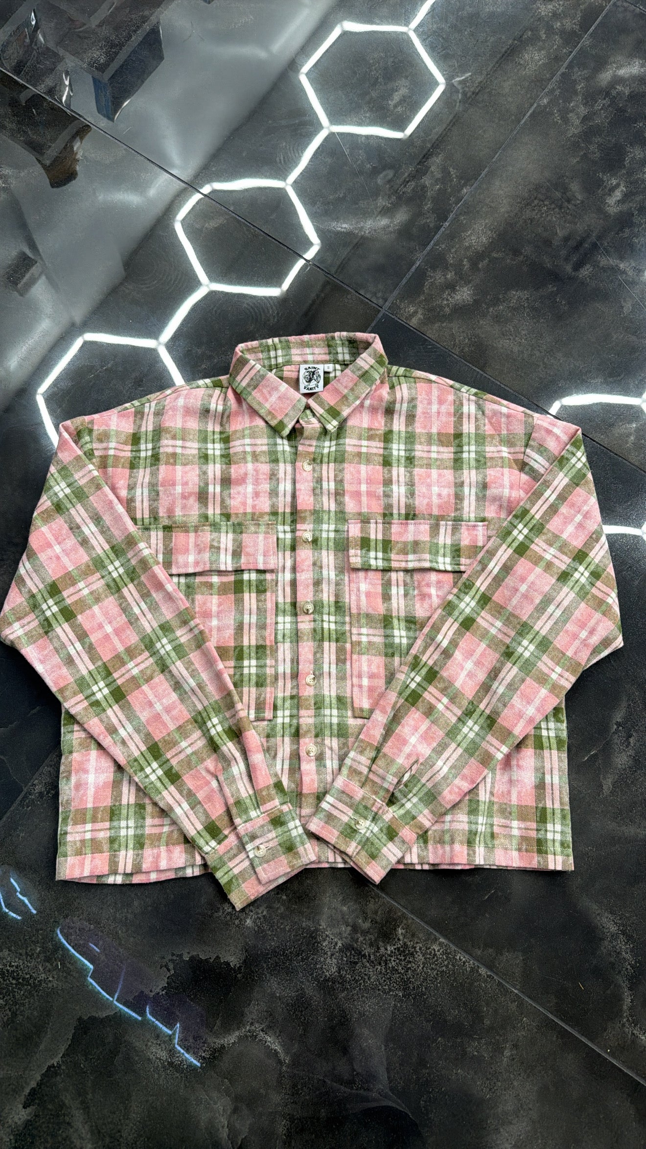 Saint Vanity Classic Logo Flannel "Pink & Green"