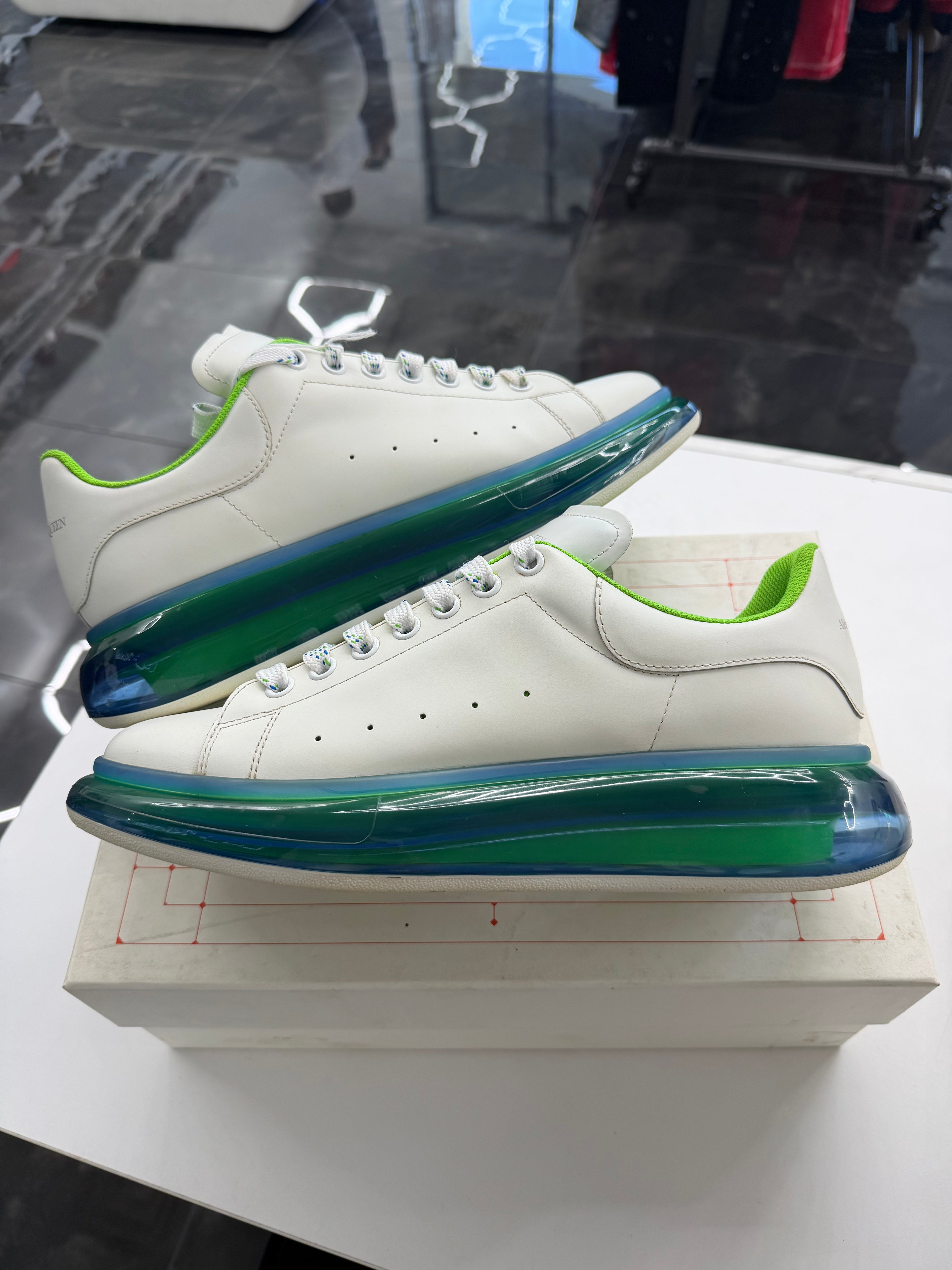 Alexander McQueen Oversized Transparent Sole White Blue