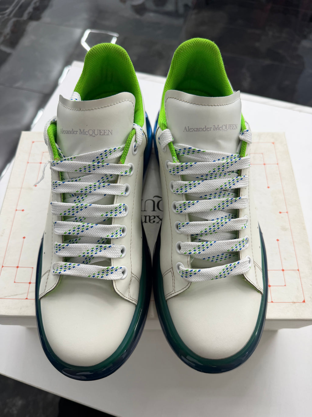 Alexander McQueen Oversized Transparent Sole White Blue