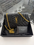 Envelope Triquilt YSL Crossbody in Grained Leather