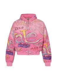 Vale crystal embellished graffiti print hoodie